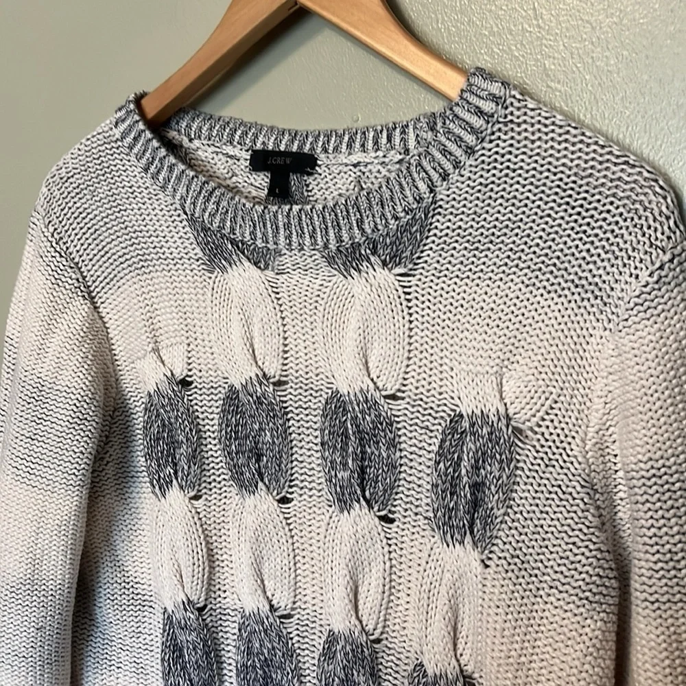 J.Crew Knitted Sweater crewneck Navy Blue/White Womens size large